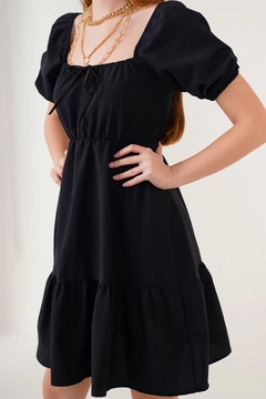 A wholesale clothing model wears 46456 - Dress - Black, Turkish wholesale Dress of Bigdart