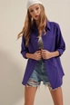 A wholesale clothing model wears 46565-shirt-purple, Turkish wholesale  of 