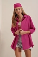 A wholesale clothing model wears 46631-shirt-dark-pink, Turkish wholesale  of 