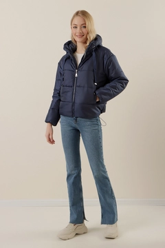 Модель оптовой продажи одежды носит 46759 - Coat - Navy Blue, турецкий оптовый товар Пальто от Bigdart.