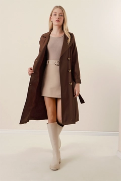 Un model de îmbrăcăminte angro poartă 46783 - Trench Coat - Brown, turcesc angro Palton de Bigdart