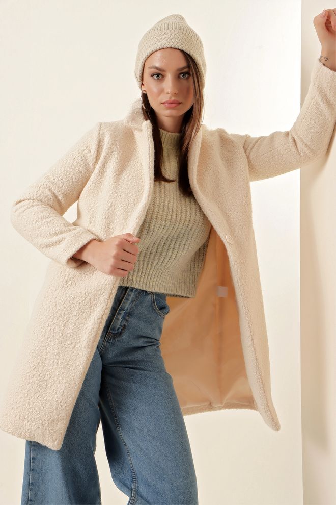 Bigdart Палто Екрю Дрехи на едро Небрежен