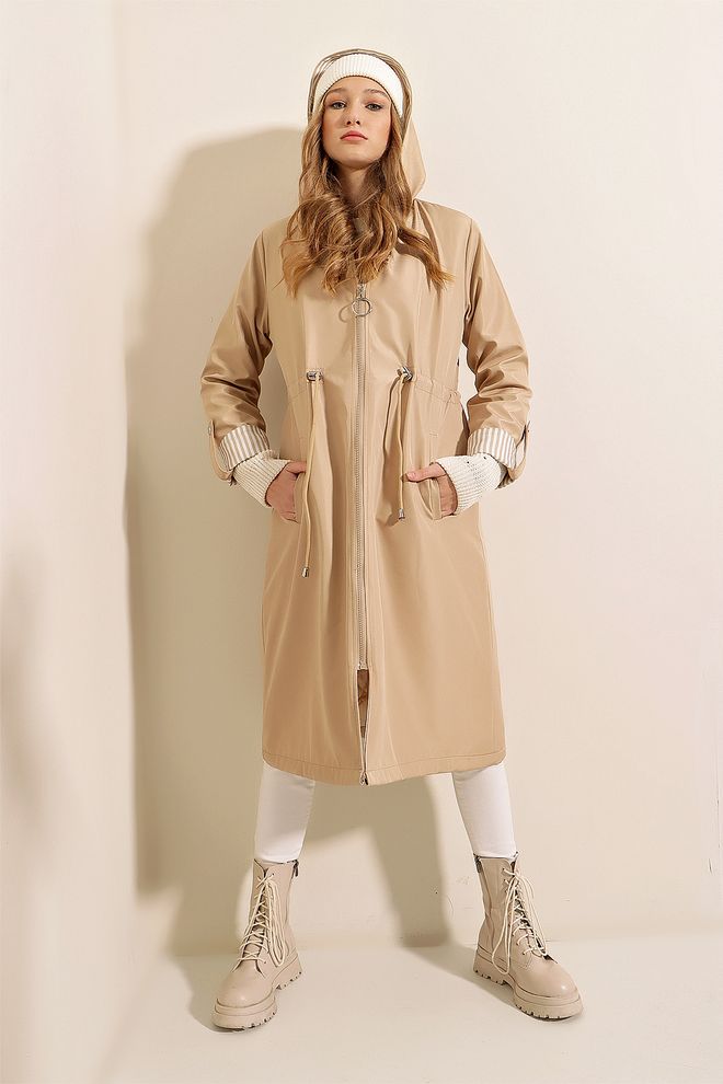 Bigdart Trench Coat Beige Wholesale Clothing Polyester
