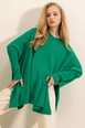 A wholesale clothing model wears 46076-poncho-sweater-green, Turkish wholesale  of 