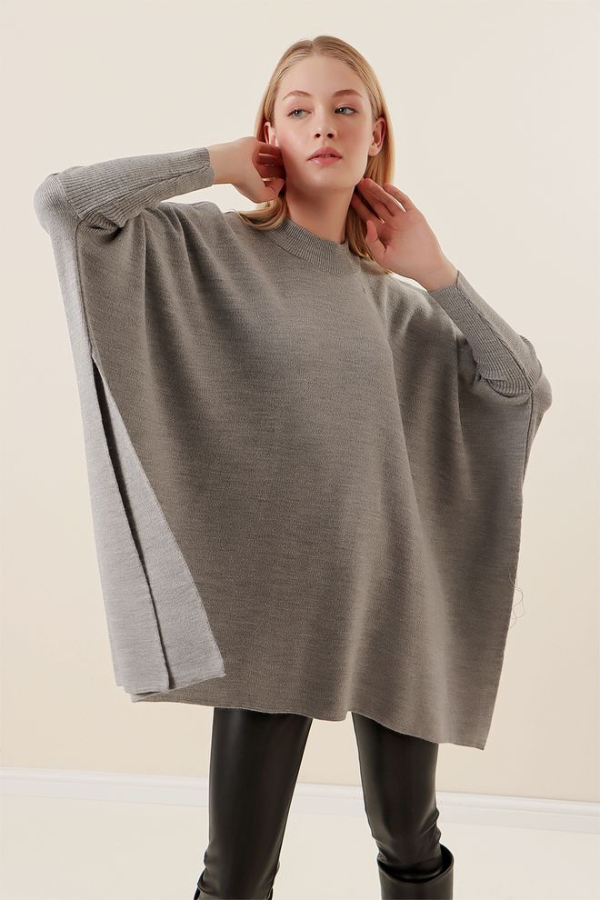 Bigdart Poncho Sweater Gray Wholesale Clothing 0