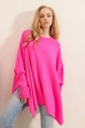 A wholesale clothing model wears 46081-poncho-sweater-fuchsia, Turkish wholesale  of 