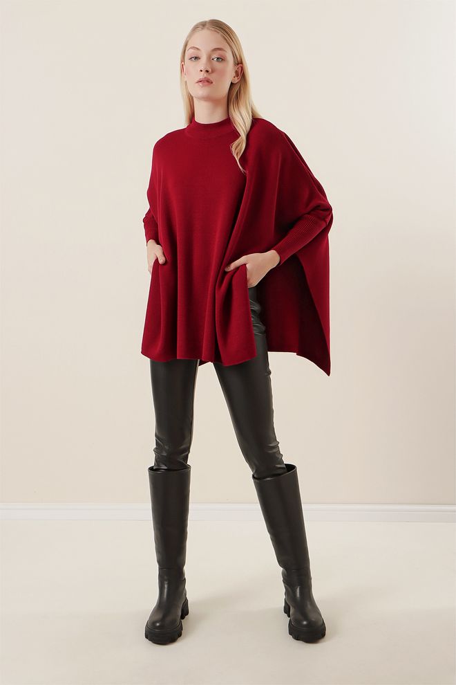 Bigdart Jersey Poncho Rojo Claret Ropa al por mayor Acrílico
