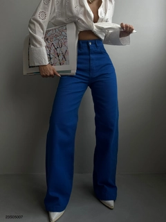 Модел на дрехи на едро носи BLA10243 - Jeans - Sax, турски едро Дънки на Black Fashion