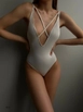A wholesale clothing model wears bla10404-butterfly-detail-swimsuit-white, Turkish wholesale  of 