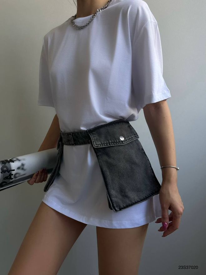 Black Fashion حزام دينم بحقيبة شحن أسود ملابس بالجملة 0
