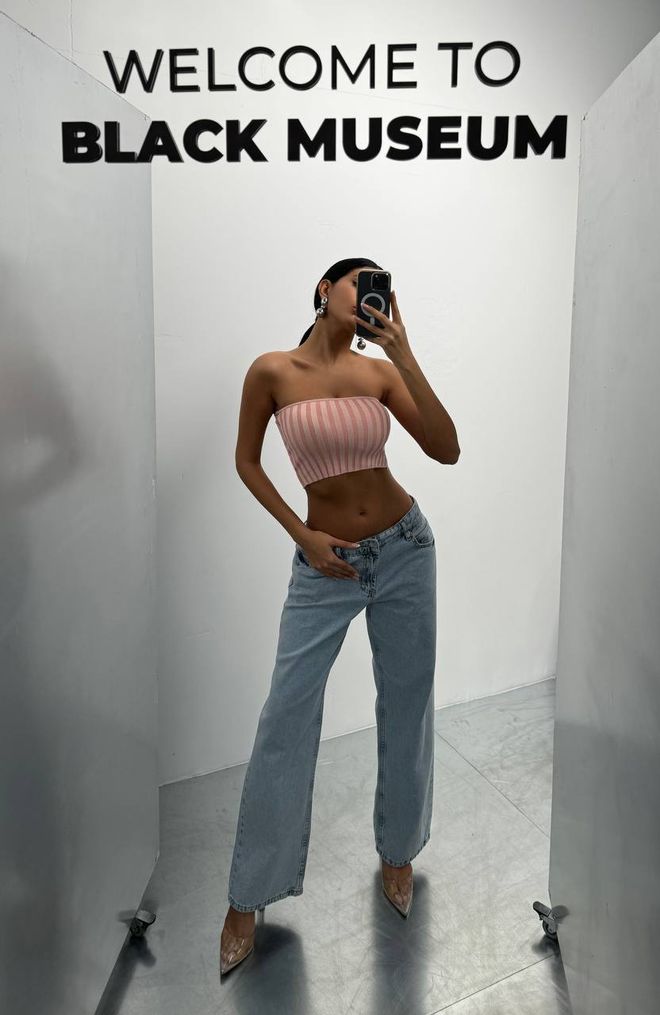 Black Fashion Strapless Ribbed Crop Pink Wholesale Clothing Casual