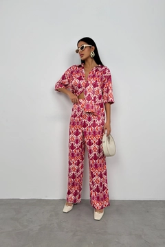 عارض ملابس بالجملة يرتدي bla11453-patterned-satin-trousers-pink، تركي بالجملة بنطال من Black Fashion