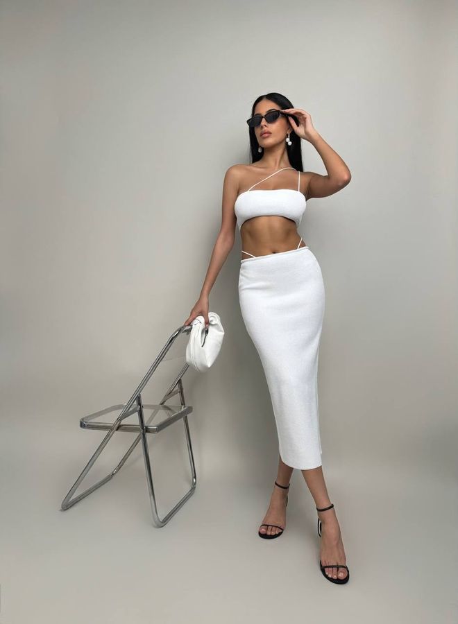 Black Fashion Saia Maxi Texturizada Com Detalhe De Corda Cru Roupas por atacado Casual