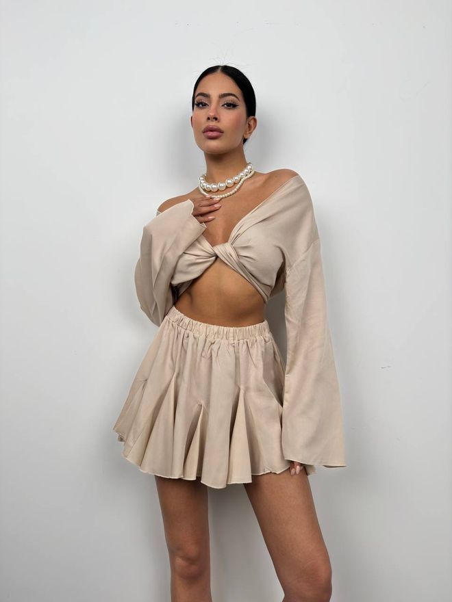 Black Fashion Kayık Yaka Uzun Kol Crop Taş Toptan Giyim Gündelik