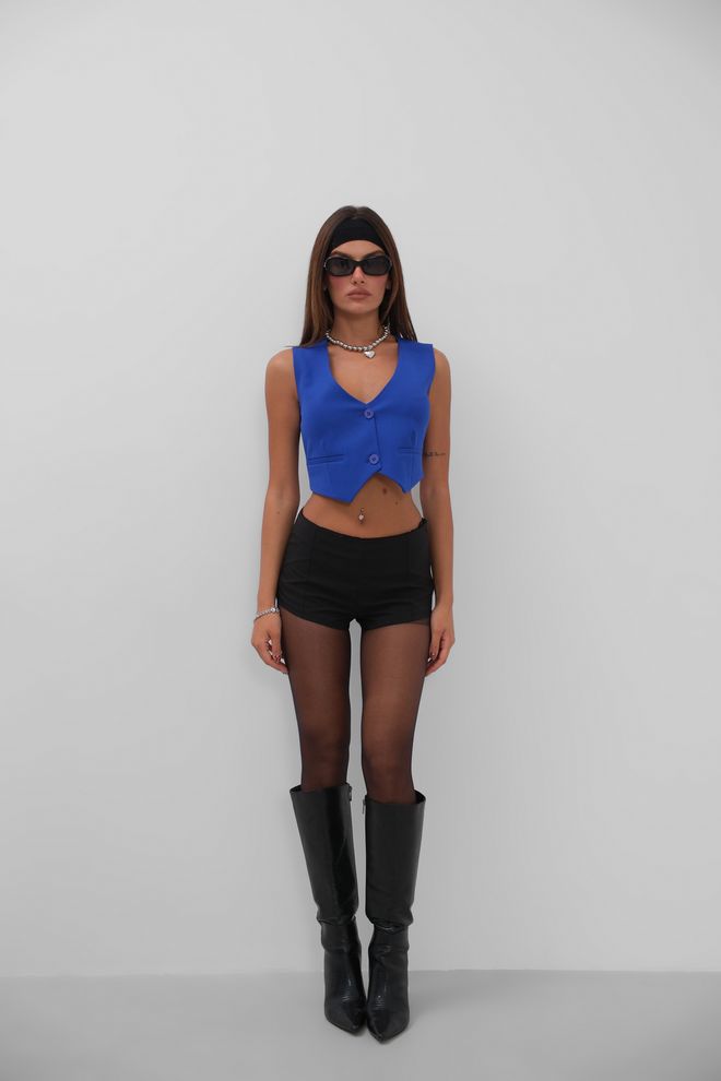 Black Fashion سترة قصيرة بأزرار ساكس ملابس بالجملة غير رسمي