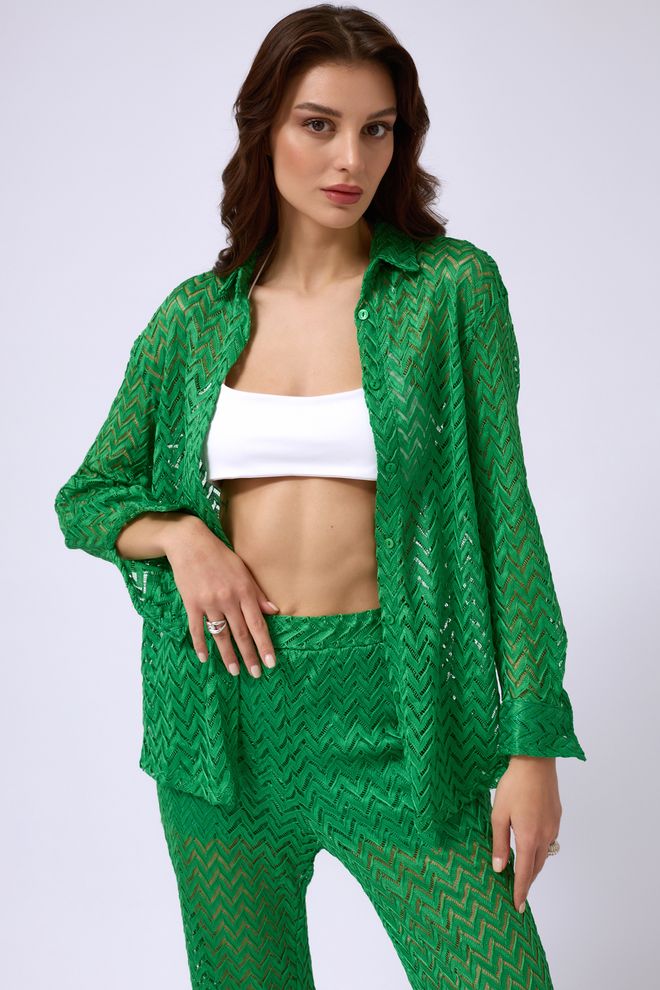 ESPADA Yeşil Çizgili Günlük Palazzo Seti Toptan Giyim Doğum Günü