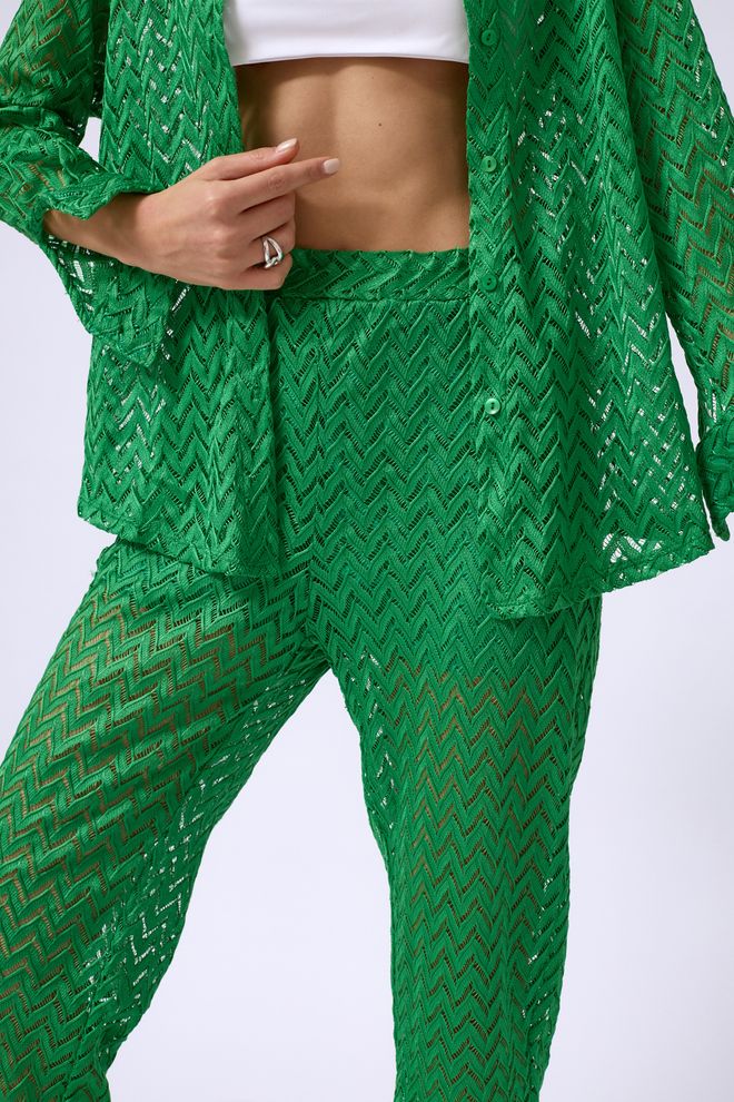 ESPADA Yeşil Çizgili Günlük Palazzo Seti Toptan Giyim Seksi