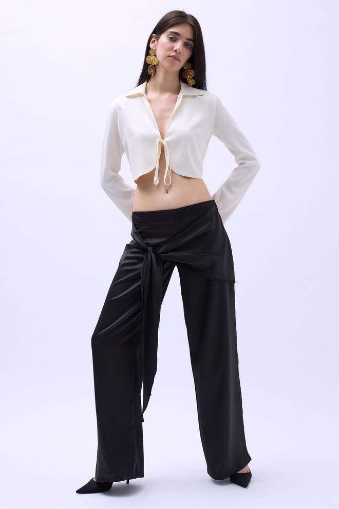 ESPADA بنطال بالازو أسود أنيق ملابس بالجملة غير رسمي