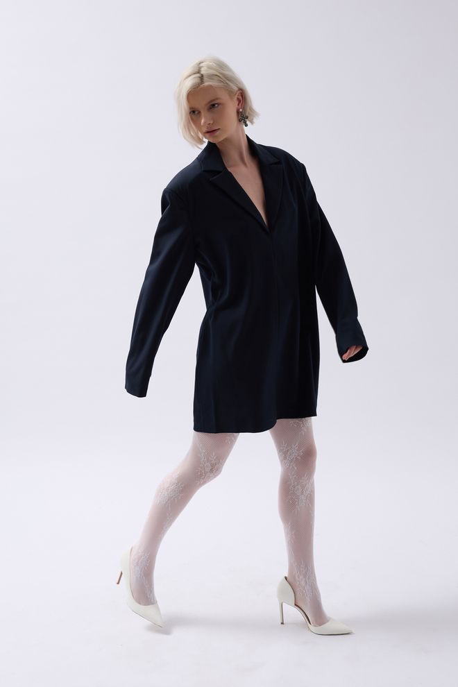 ESPADA Robe Mini Blazer Bleu Marine À Manches Longues Vêtements en gros Formel