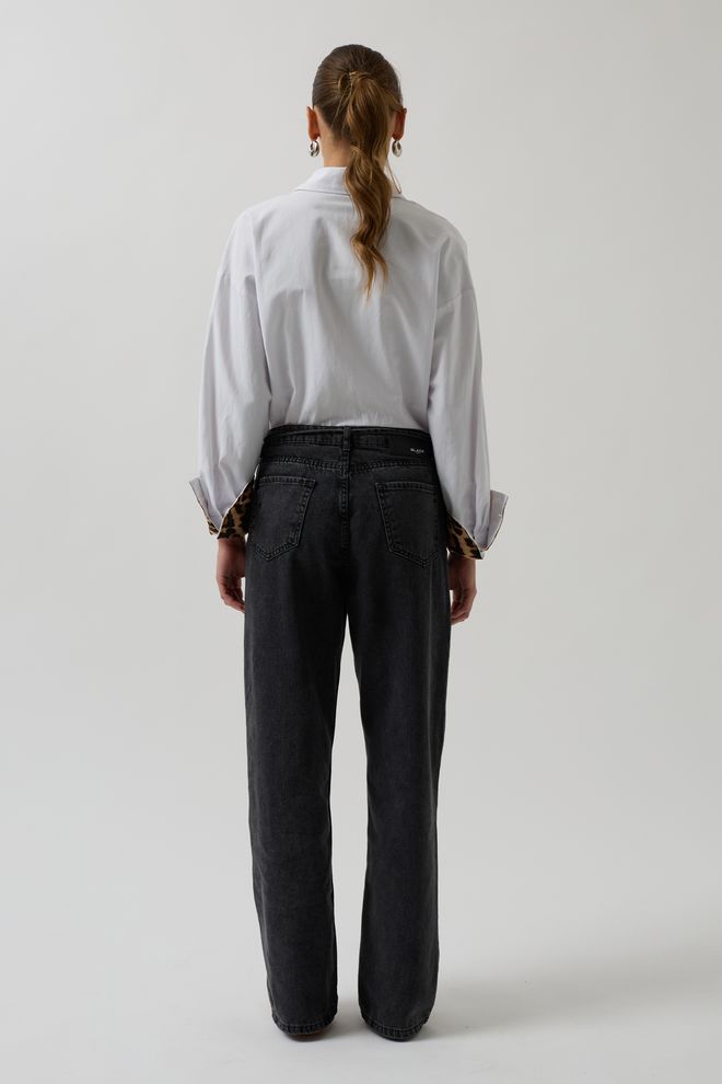 ESPADA Black Mom Jeans High Waist Buttoned Closure Wholesale Clothing 5