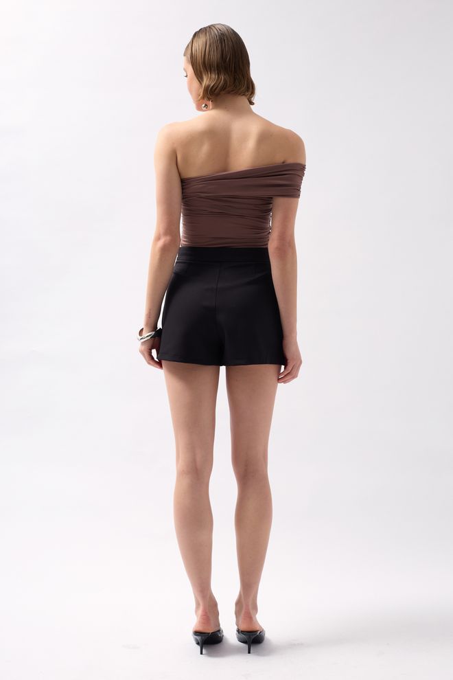 Black Fashion Plisirana Mini Kratka Suknja Crna Veleprodaja odjeće Elastan