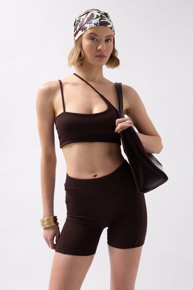 Black Fashion Çapraz Askı Bra Kahverengi Toptan Giyim Spor Giyim