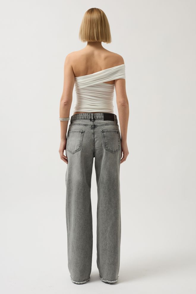 ESPADA Grey Mom Jeans With Straight Leg And Button Closure Wholesale Clothing 5