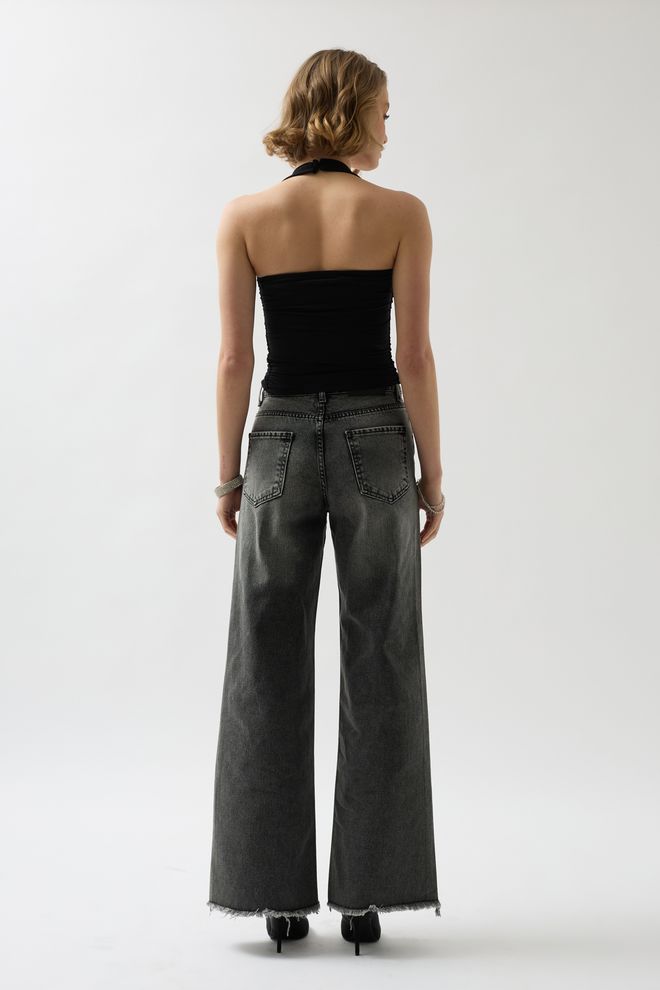 Black Fashion Bluse Mit Überkreuzten Trägern – Schwarz Großhandelskleidung Sport