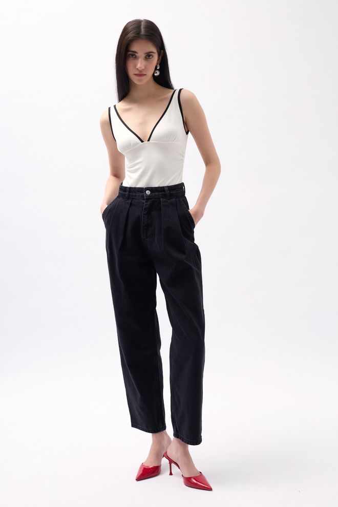 Black Fashion Jeans Geräuchert Großhandelskleidung Lässig