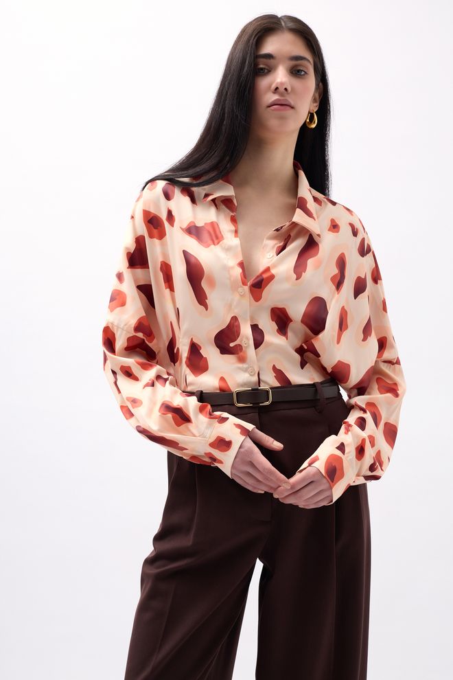 Black Fashion قميص قصير منقوش بيج ملابس بالجملة رائع