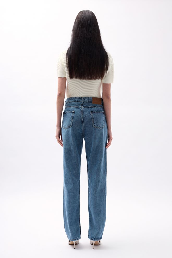 Black Fashion Vaqueros Láser Asimétricos Rasgados Azul Ropa al por mayor 5