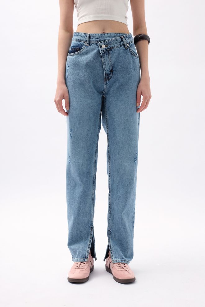 Black Fashion Ripped Asymmetric Laser Jeans Light Blue Wholesale Clothing Birthday