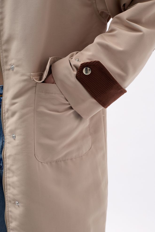 Black Fashion Gabardina Extragrande Con Detalle De Cuello Beige Ropa al por mayor 4