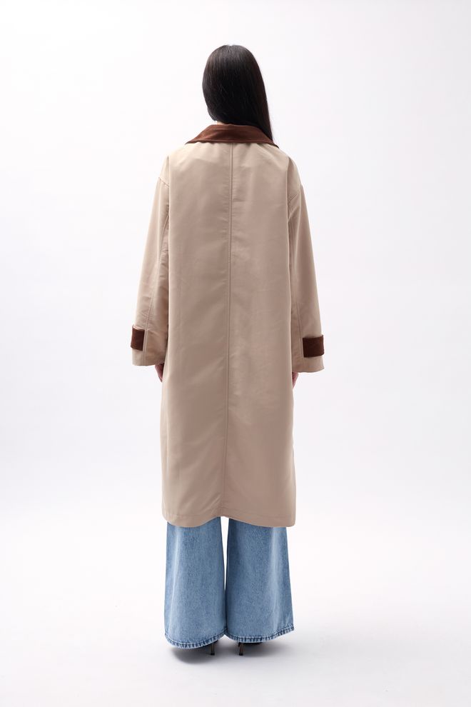 Black Fashion Gabardina Extragrande Con Detalle De Cuello Beige Ropa al por mayor Poliéster