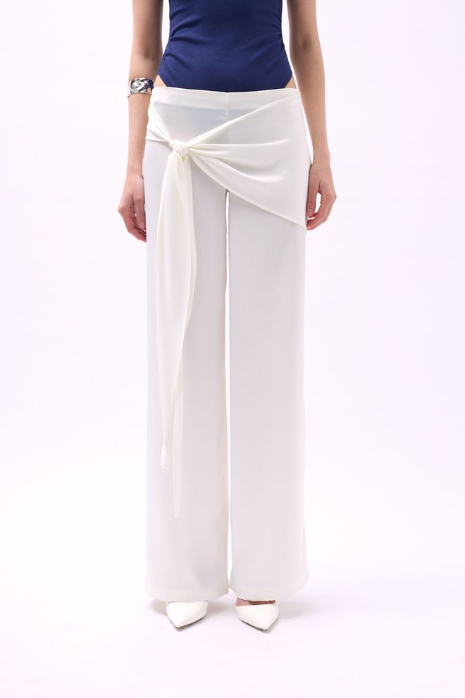 ESPADA White Palazzo Pants With Wide Leg For Elegant Occasions Wholesale Clothing Spring