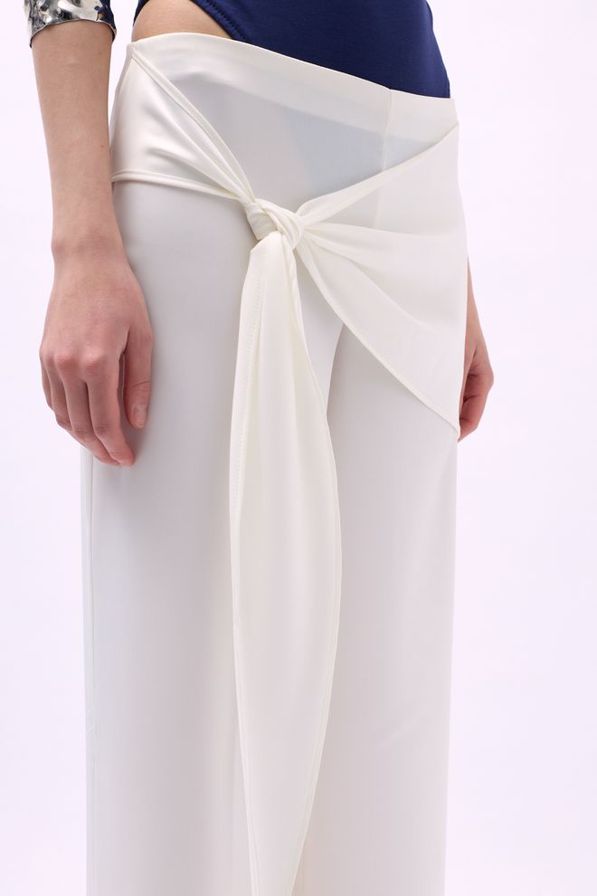 ESPADA White Palazzo Pants With Wide Leg For Elegant Occasions Wholesale Clothing Sexy