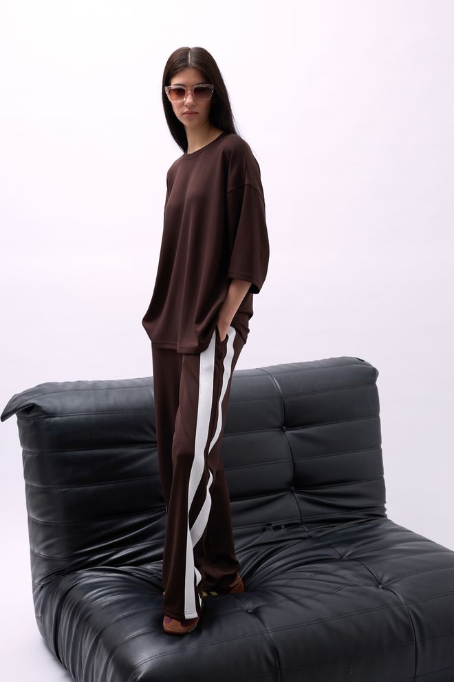 Black Fashion T shirt Oversize A Girocollo Marrone Abbigliamento all'ingrosso Casuale