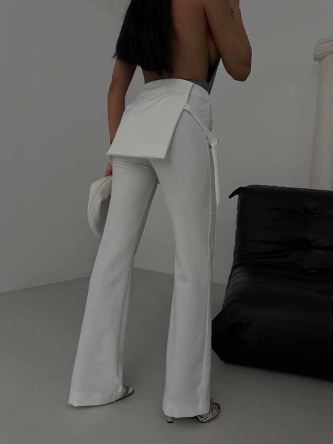Black Fashion Calças Com Cinto Com Detalhes Na Saia Brancas Roupas por atacado Aniversário
