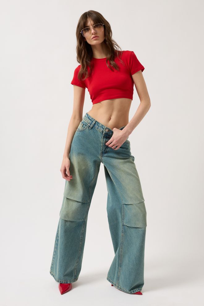 ESPADA Blue Retro Mom Jeans With Wide Leg Wholesale Clothing Birthday