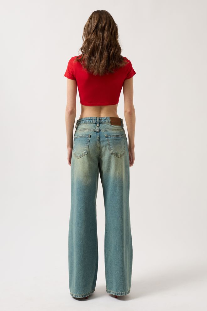 ESPADA Blue Retro Mom Jeans With Wide Leg Wholesale Clothing Punk
