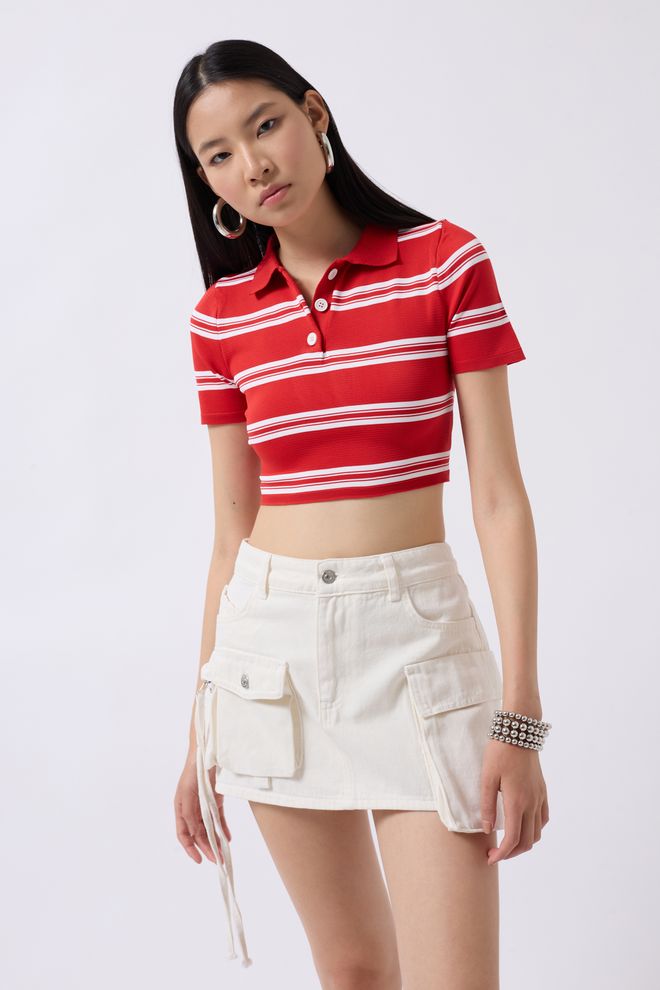 Black Fashion Minigonna In Denim Con Tasca Cargo Bianca Abbigliamento all'ingrosso Casuale