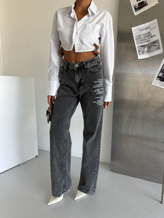 ESPADA Black Casual Streetwear Mom Jeans Wholesale Clothing Cotton