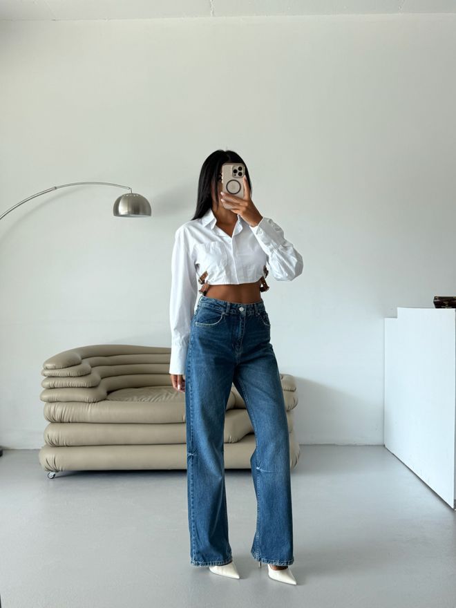Black Fashion Jeans Con Dettaglio Gamba E Nappa Blu Abbigliamento all'ingrosso Casuale