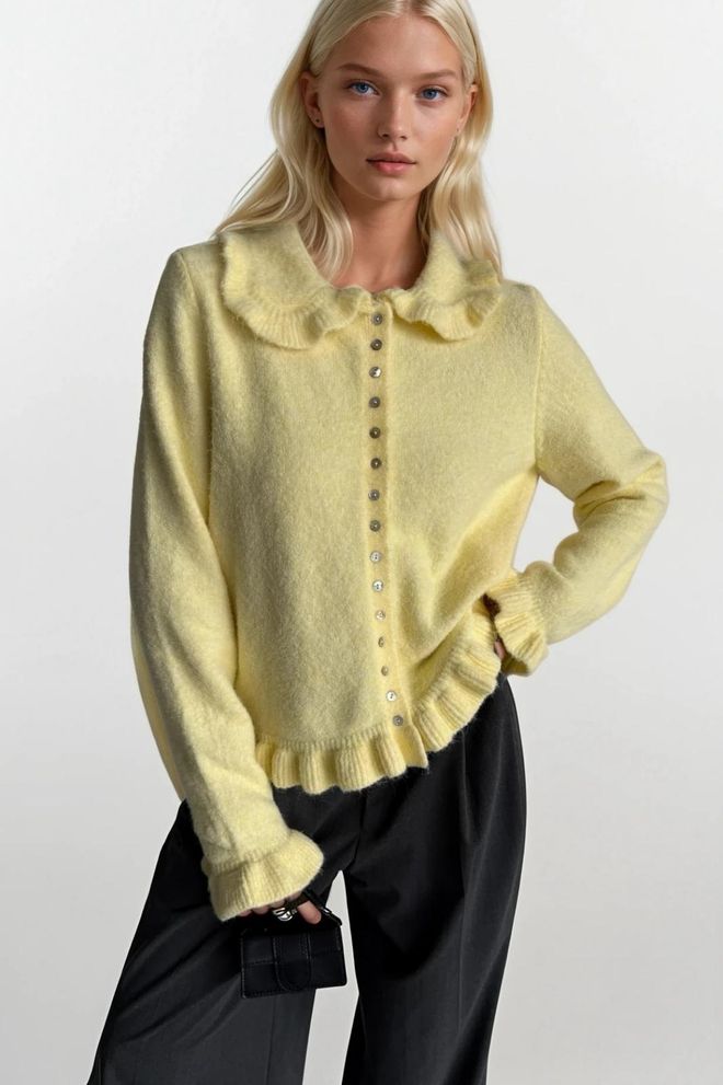 Black Fashion Yellow Casual Elegant Vintage Cardigan Wholesale Clothing Lounge
