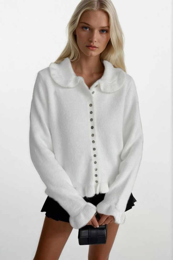 Black Fashion White Elegant Classic Cardigan Wholesale Clothing Casual