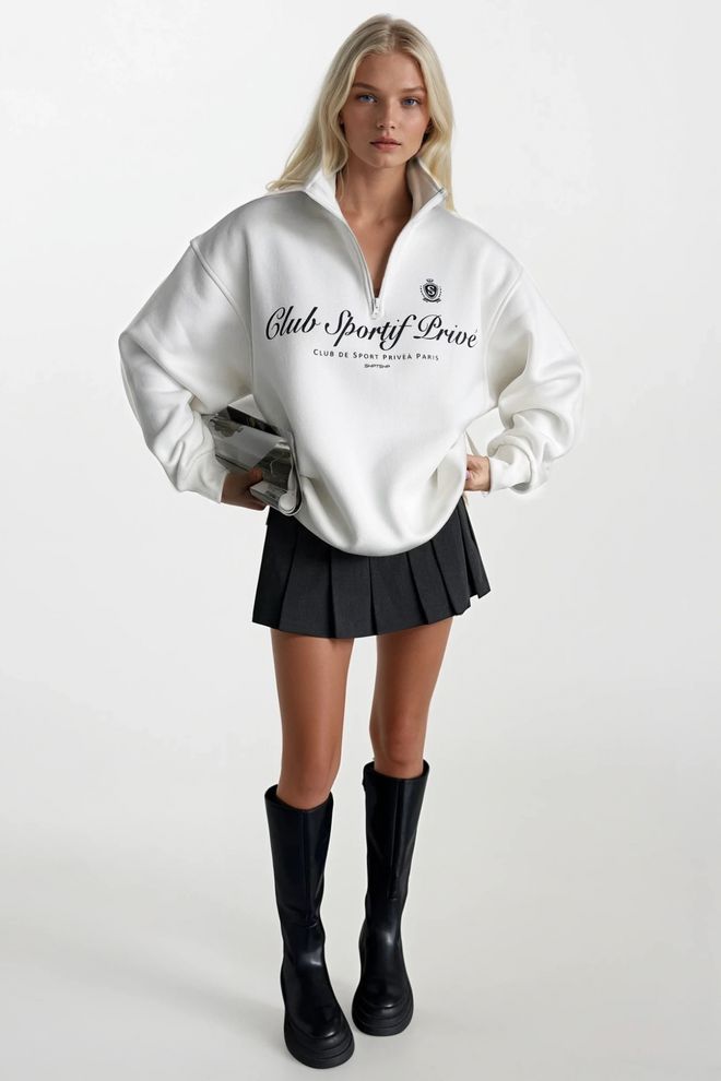 Black Fashion Sudadera Blanca De Talla Grande Con Cuello Con Capucha Ropa al por mayor Casual