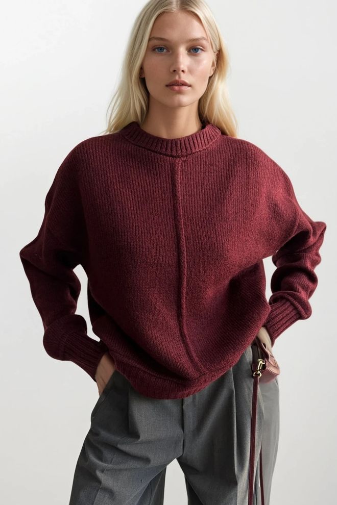 Black Fashion Cardigan Bordeaux Vestibilità Oversize Infilabile Girocollo Abbigliamento all'ingrosso Casuale