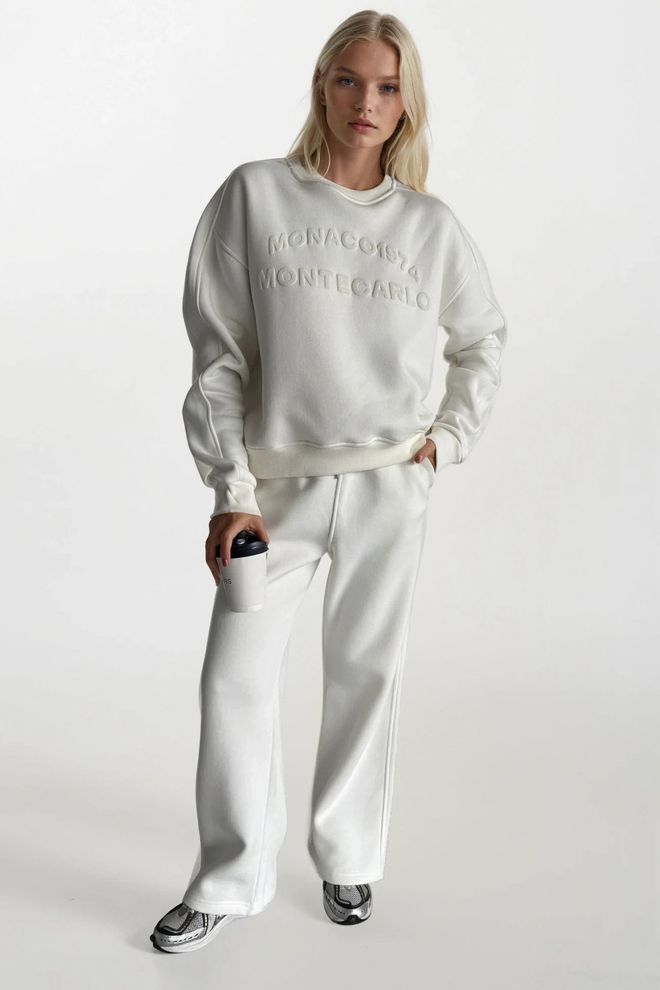 Black Fashion White Sweatshirt Oversized Crew Neck Casual Sport Wholesale Clothing Casual