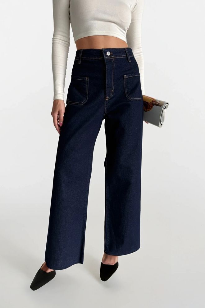 Black Fashion Blue Casual Streetwear Jeans With Wide Leg Wholesale Clothing Casual