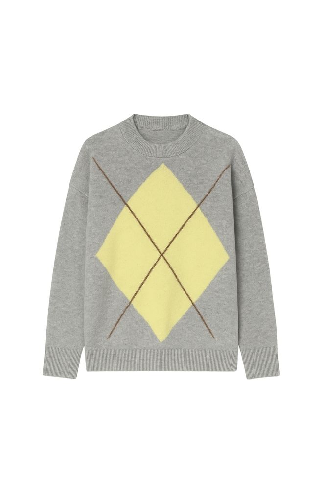 Black Fashion Sivi Džemper S Uzorkom Argil Ovratnikom I Predimenzioniranim Krojem Veleprodaja odjeće 1